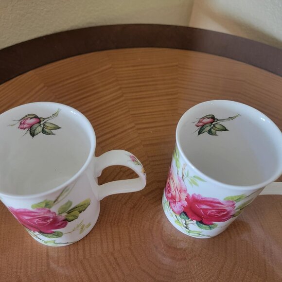 ROY KIRKHAM English Rose Fine Bone China Coffee Tea Mugs - Set of 2 - Picture 6 of 9